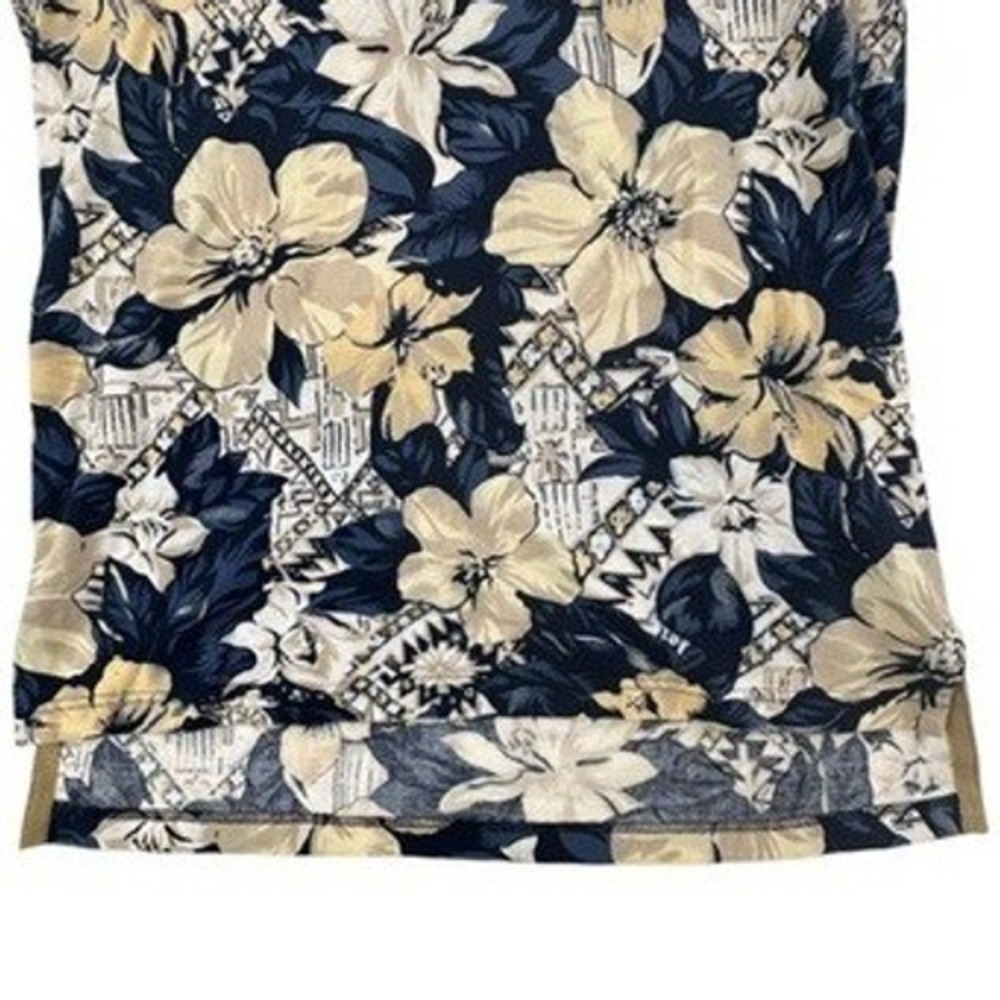 Disney Golf Collection Medium‎ Mens Shirt Mickey Mouse Floral Polo Navy Yellow M - Picture 7 of 13
